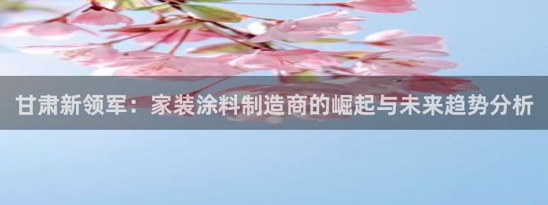 和记 中国官网：甘肃新领军：家装涂料制造商的崛起与未来趋势分析